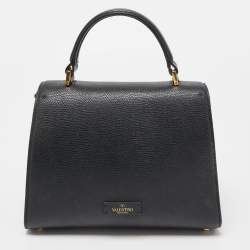Pre Owned Valentino Black Leather VSling Top Handle Bag