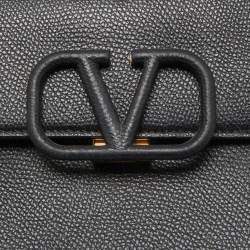 Pre Owned Valentino Black Leather VSling Top Handle Bag