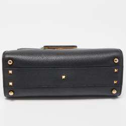 Pre Owned Valentino Black Leather VSling Top Handle Bag