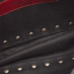Pre Owned Valentino Black Leather Rockstud Flap Belt Bag