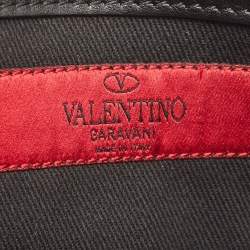 Pre Owned Valentino Black Leather Rockstud Flap Belt Bag