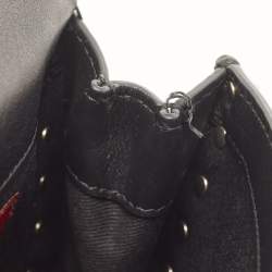 Pre Owned Valentino Black Leather Rockstud Flap Belt Bag