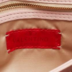 Pre Owned Valentino Pink Pleated Leather Bow Shoulder Bag