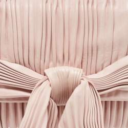 Pre Owned Valentino Pink Pleated Leather Bow Shoulder Bag