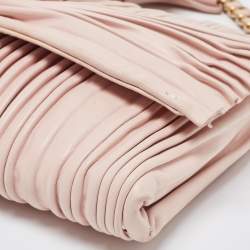 Pre Owned Valentino Pink Pleated Leather Bow Shoulder Bag