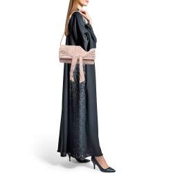 Pre Owned Valentino Pink Pleated Leather Bow Shoulder Bag