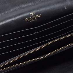 Pre Owned Valentino Green Leather Flap Continental Wallet