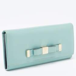 Pre Owned Valentino Green Leather Flap Continental Wallet