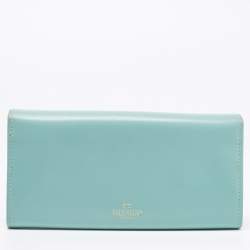 Pre Owned Valentino Green Leather Flap Continental Wallet