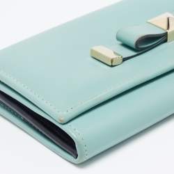 Pre Owned Valentino Green Leather Flap Continental Wallet