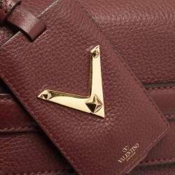 Pre Owned Valentino Burgundy Leather Flap Top Handle Bag