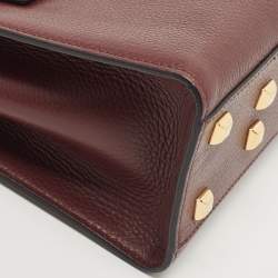 Pre Owned Valentino Burgundy Leather Flap Top Handle Bag