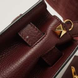 Pre Owned Valentino Burgundy Leather Flap Top Handle Bag