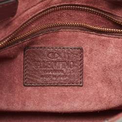 Pre Owned Valentino Burgundy Leather Flap Top Handle Bag