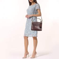 Pre Owned Valentino Burgundy Leather Flap Top Handle Bag