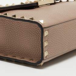 مملوكة مسبقًا Valentino Beige Leather Small Rockstud Flap Shoulder Bag