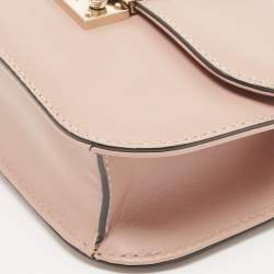 Valentino Beige Leather Small Rockstud Glam Lock Flap Bag