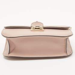 Valentino Beige Leather Small Rockstud Glam Lock Flap Bag