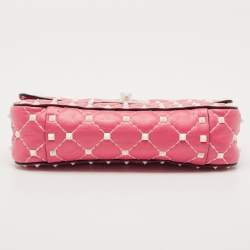 Valentino Pink Quilted Leather Small Rockstud Spike Chain Bag