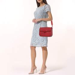 Pre Owned Valentino Red Leather Rockstud Flap Shoulder Bag