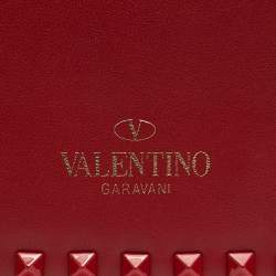 Pre Owned Valentino Red Leather Rockstud Flap Shoulder Bag