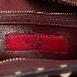 Valentino Burgundy Leather Rockstud Rectangular Shoulder Bag