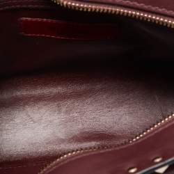 Valentino Burgundy Leather Rockstud Rectangular Shoulder Bag