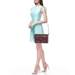 Valentino Burgundy Leather Rockstud Rectangular Shoulder Bag