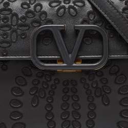Valentino Black Leather VLogo Top Handle Bag