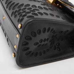 Valentino Black Leather VLogo Top Handle Bag