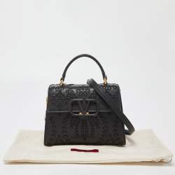 Valentino Black Leather VLogo Top Handle Bag