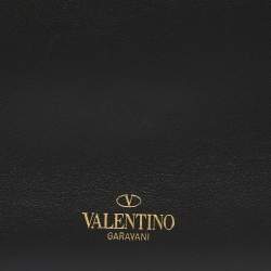 Pre Owned Valentino Black Leather Rockstud Flap Crossbody Bag