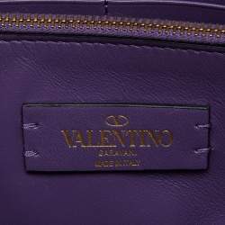 Pre Owned Valentino Purple Ostrich Leather VSling Wallet on Chain