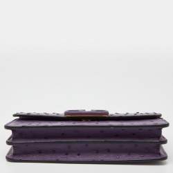 Pre Owned Valentino Purple Ostrich Leather VSling Wallet on Chain