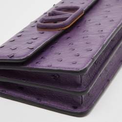 Pre Owned Valentino Purple Ostrich Leather VSling Wallet on Chain