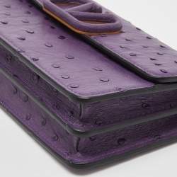 Pre Owned Valentino Purple Ostrich Leather VSling Wallet on Chain