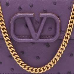 Pre Owned Valentino Purple Ostrich Leather VSling Wallet on Chain