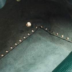 Pre Owned Valentino Green Leather Small Rockstud Trapeze Tote