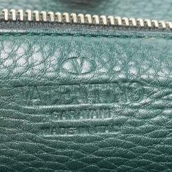 Pre Owned Valentino Green Leather Small Rockstud Trapeze Tote