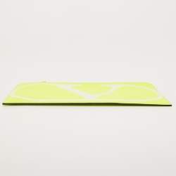 Pre Owned  Valentino Neon Green Leather VLogo Flat Pouch