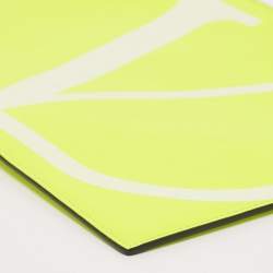 Pre Owned  Valentino Neon Green Leather VLogo Flat Pouch