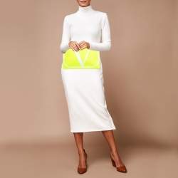 Pre Owned  Valentino Neon Green Leather VLogo Flat Pouch