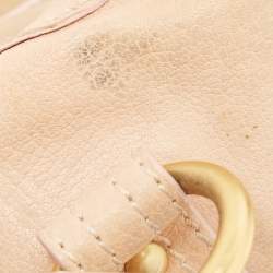Pre Owned Valentino Peach Leather Crystals Embellished Catch Satchel