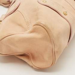Pre Owned Valentino Peach Leather Crystals Embellished Catch Satchel