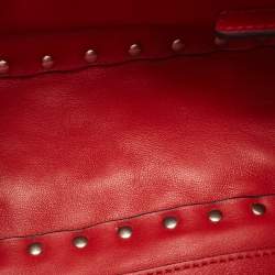 Pre Owned Valentino Red Quilted Velvet Medium Rockstud Spike Chain Bag