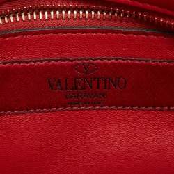 Pre Owned Valentino Red Quilted Velvet Medium Rockstud Spike Chain Bag