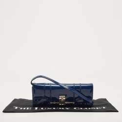 Pre Owned Valentino Blue Patent Leather Crossbody Bag