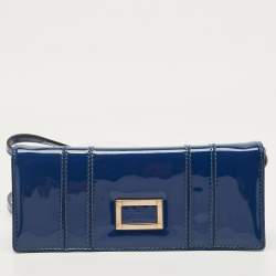 Pre Owned Valentino Blue Patent Leather Crossbody Bag