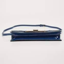 Pre Owned Valentino Blue Patent Leather Crossbody Bag