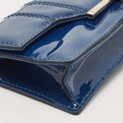 Pre Owned Valentino Blue Patent Leather Crossbody Bag